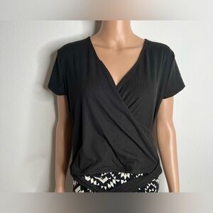 YMI Collections Womens Top Black   Cap Sleeves Waist Tie Pullover Shirt XL